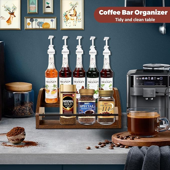 Rustic Wooden Countertop Organizer Brown - Image 3