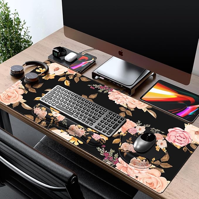iCasso Desk Mat, Gaming Mouse Pad Wrist Support Set, 4in1 XXL Large Mousepad + - Image 7