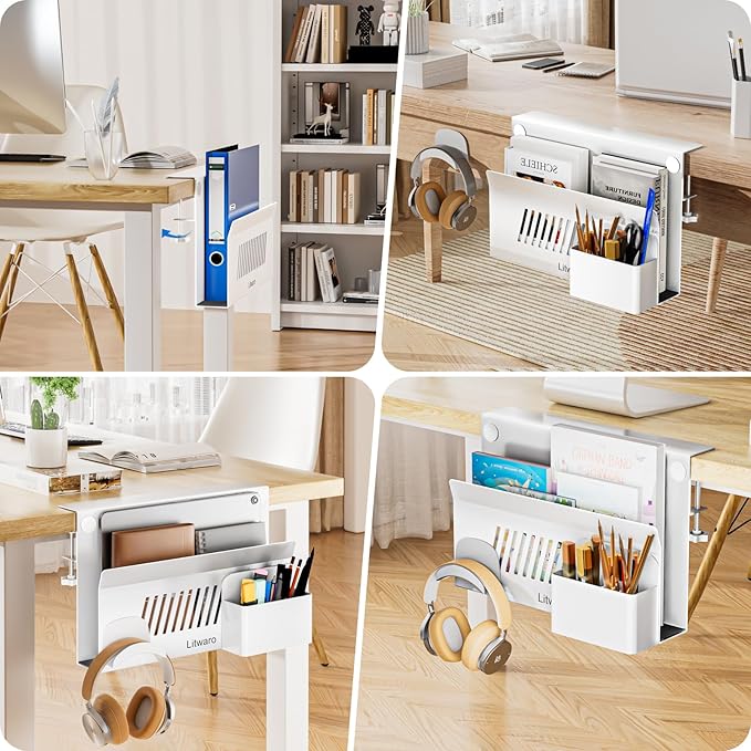 Litwaro Desk Side Storage, No Drill Laptop Holder - Image 5