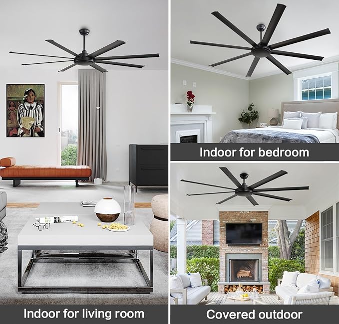 WINGBO 80 Inch Industrial Ceiling Fan without Light, 8 Aluminum Blades Ceiling - Image 9