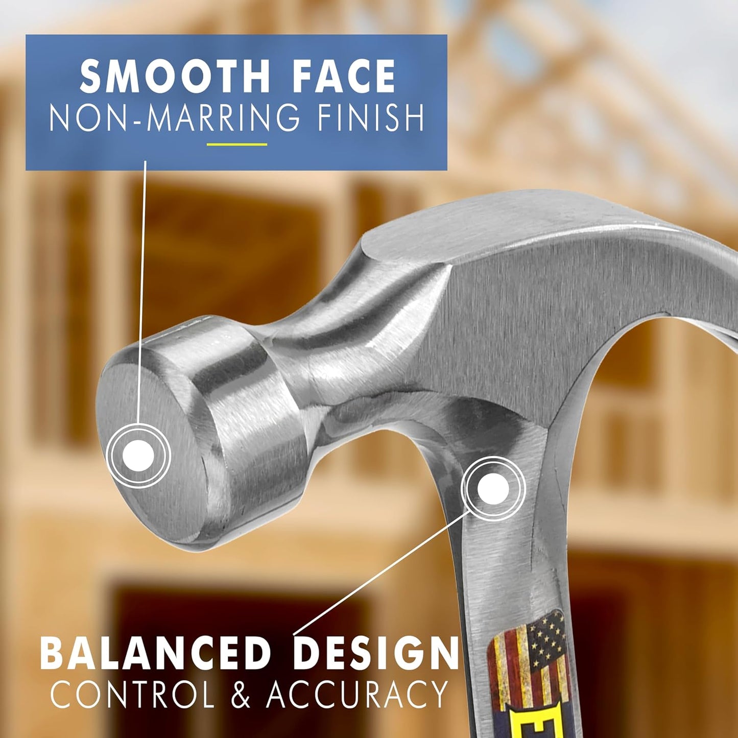 ESTWING 20 oz Curved Claw Hammer, Forged Steel Hammer, Shock Reduction Grip | Made in USA, Curved Claw Leverage, Smooth Face For Precision Striking, Forged In One Piece, Patented Shock Reduction Grip