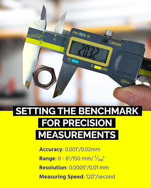 iGAGING Absolute Origin 0-6" Digital Caliper, IP54 Stainless Steel, SPC/USB - Image 5