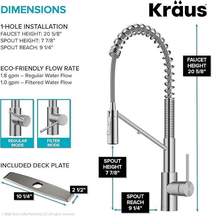 KRAUS Oletto 2-in-1 Commercial Style Pull-Down Single Handle Water Filter - Image 6