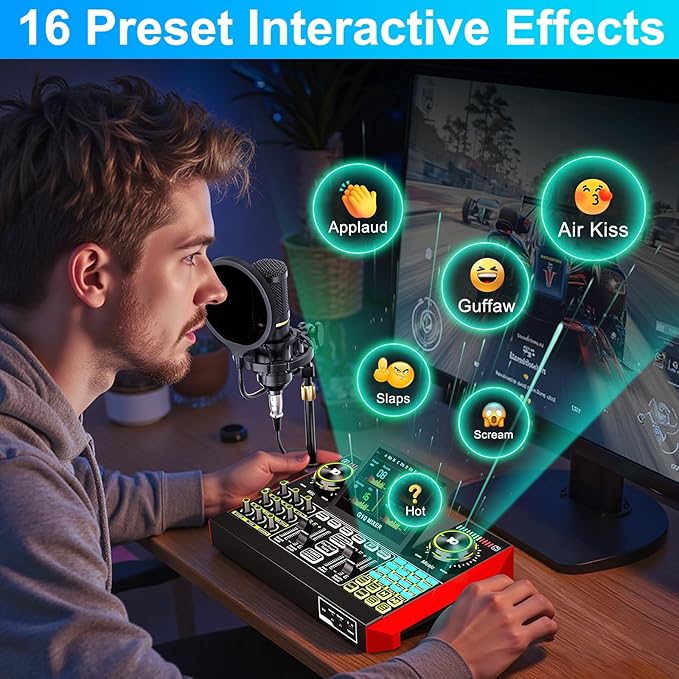 Podcast Microphone Bundle with Live Sound Card Audio Mixer, Podcast Equipment - Image 8