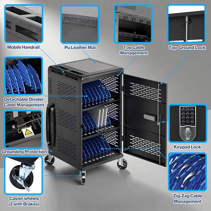 4 Pack | Fully Assembled 30 Bay Multi Device Charging Station - Image 4