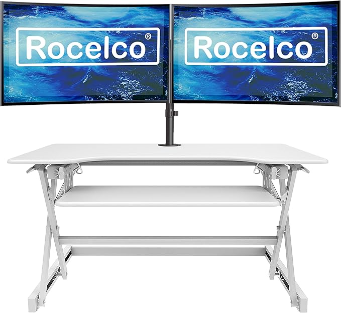 Rocelco 40" Large Height Adjustable Standing Desk Converter - Image 2