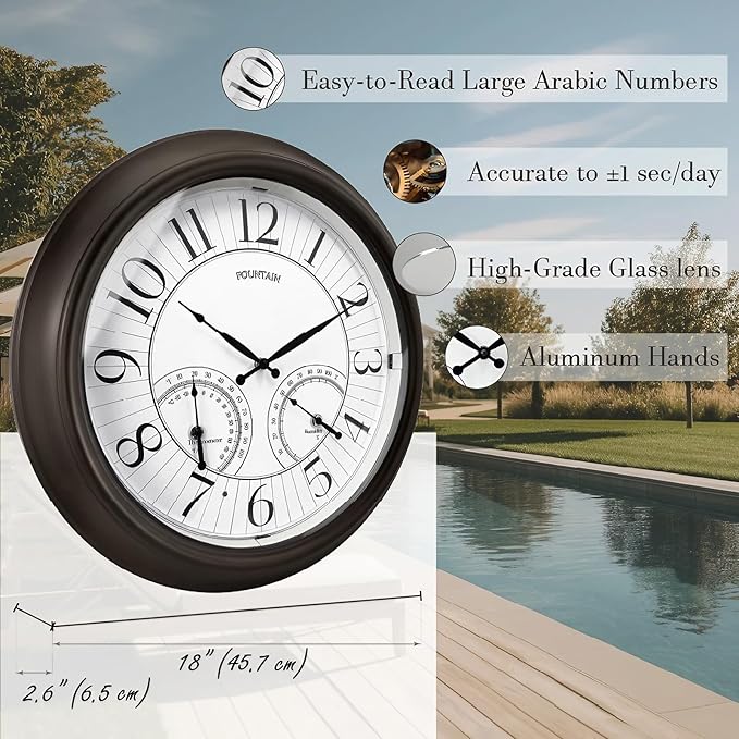 FOUNTAIN DESIGNS 18 Inch Illuminated in/Outdoor Clock - Image 5