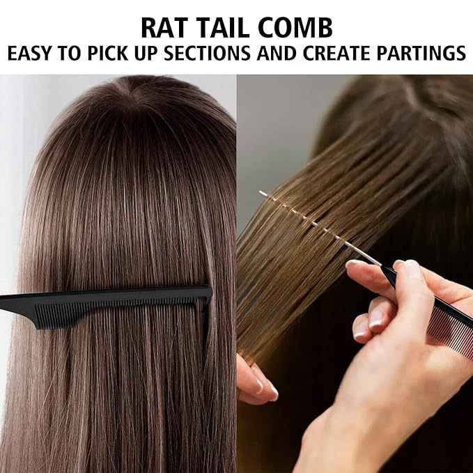 3 Pieces Hair Styling Comb Set Teasing Brush Rat Tail Comb Edge Brush - Image 7