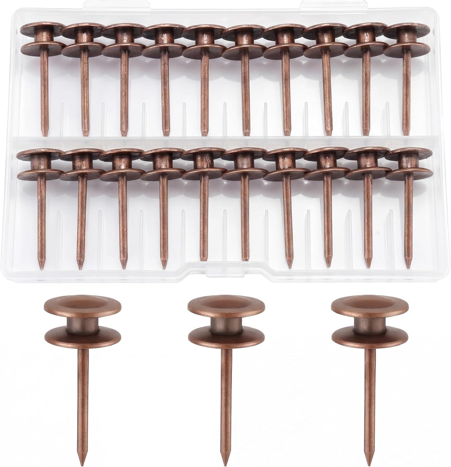 Hotop 25 Pcs Double Headed Picture Hanging Nails,Red Bronze | Small Head Pins for Photos, Red Bronze Decorative Hooks, Home Office Wall Hanging, Lightweight Frames Easy Install