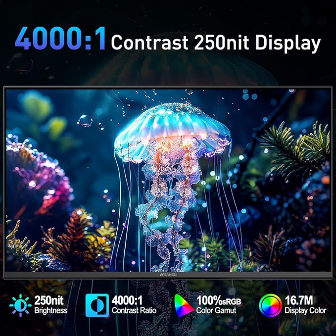 SANSUI 22 Inch 120Hz Monitor, FHD Computer Monitor 4000:1 Contrast Ratio - Image 3