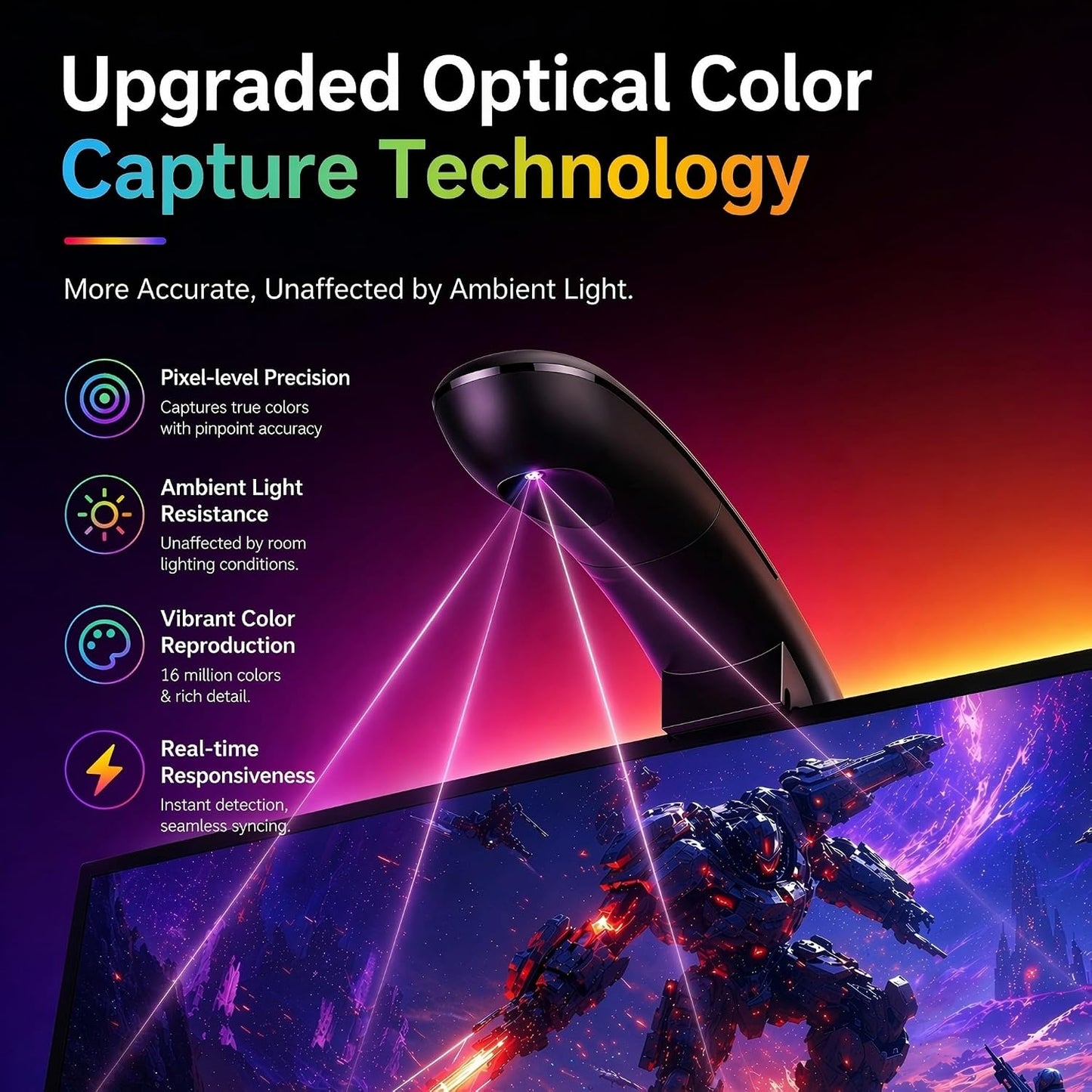 AOC TV LED Backlight, TV-Sync Lights for 55-65 Inch TVs, 14.8 ft | 0.03s optical color capture, 16-bit RGB, 60 LEDs/m, 32 scenes, 6 music modes, app DIY control, smart auto on/off