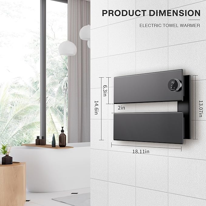 K&KALONZO Electric Towel Warmer, 18.35" W x 14.6" H Wall-Mounted Towel Heater - Image 7