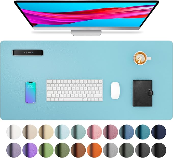 Aothia Large PU Leather Desk Pad Protector – Non-Slip Mouse Pad & Writing Mat by AothiaSimpleNaturalUnique
