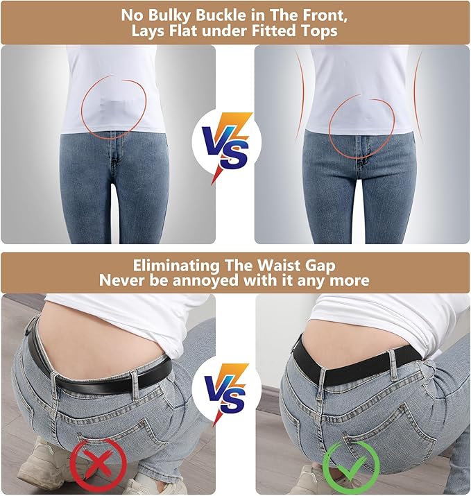 JASGOOD Women No Show Stretch Belt Elastic Web Strap Belt - Image 3