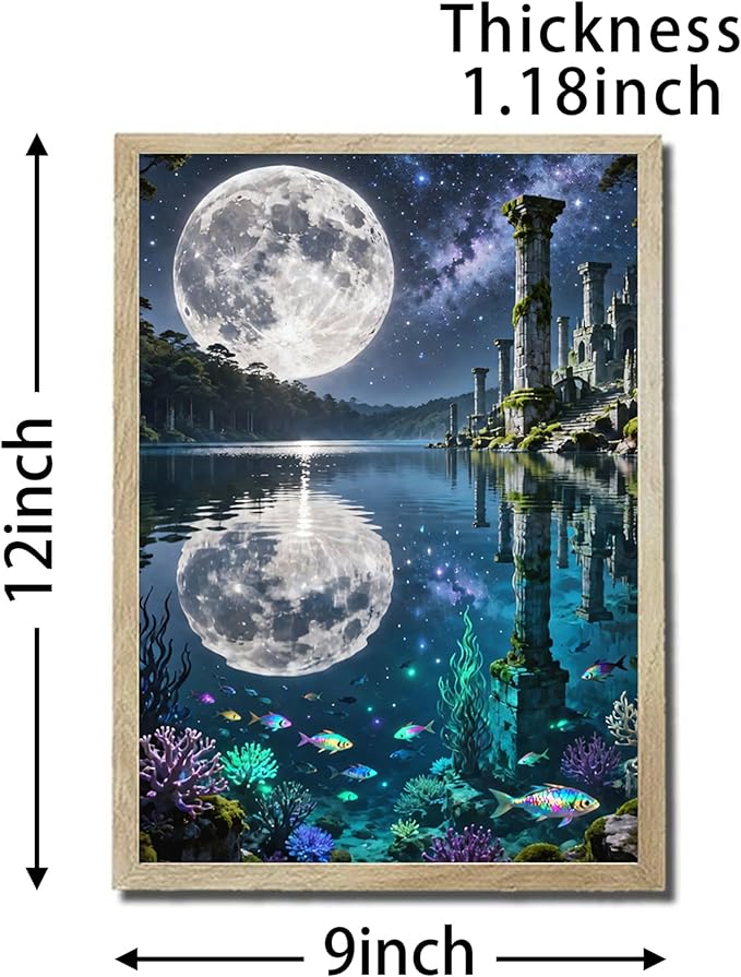 URVIP LED Glowing Photo Frame, 3D Starry-Sky Moon Animal Wall Art, 9x12 Inches - Image 2