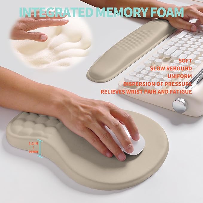 KUOSGM 2-in-1 Ergonomic Set, Wave Rise Keyboard Wrist Rest and Massage Bulge - Image 4