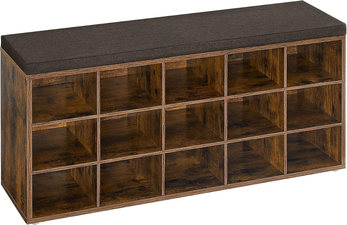vasagle shoe bench with cushion, 15 compartments, 11.8, main product view