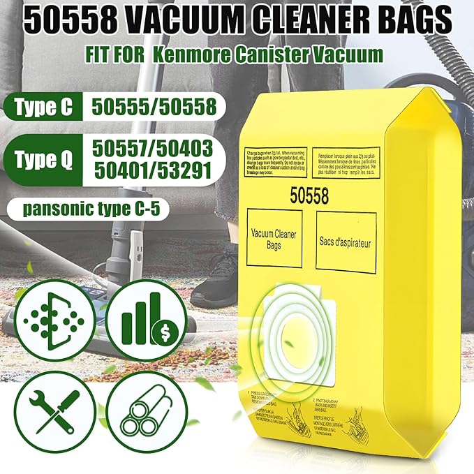 DTESL 50 Pack Vacuum Cleaner Bags Fit - Image 3