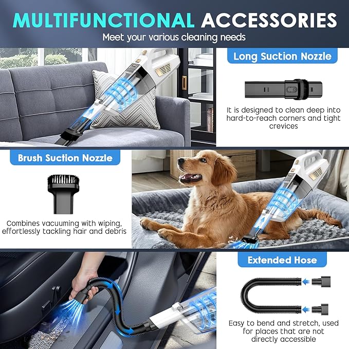CKIKH Handheld Vacuum Cordless, 15000PA Strong Suction Hand Held Car Vacuum - Image 3