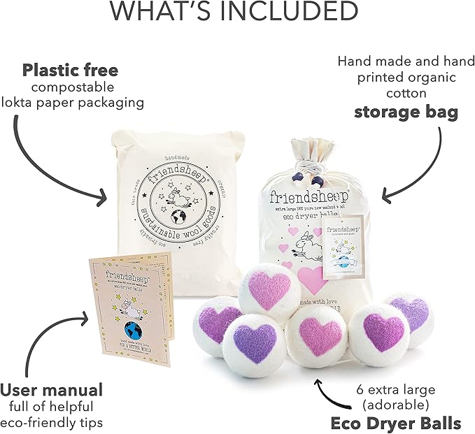 Friendsheep Wool Dryer Balls, Organic Reusable Fabric Softener Alternative - Image 4