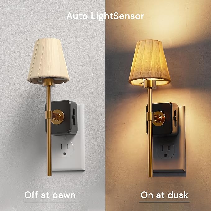 L LOHAS LED Night Lights Plug into Wall, Pleated Fabric Cover Night Light - Image 2