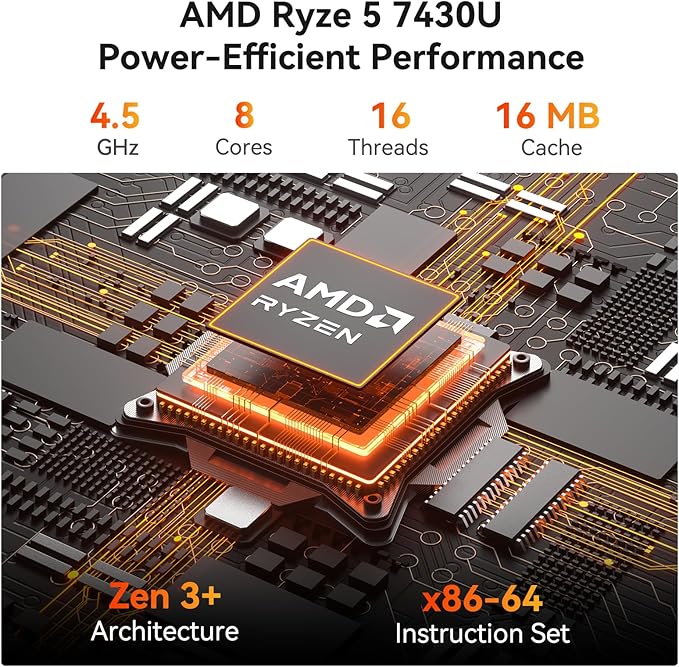 GEEKOM A5 Pro Mini PC with AMD Ryzen 5 7430U, 16GB DDR4 RAM, 1TB NVMe SSD - Image 3