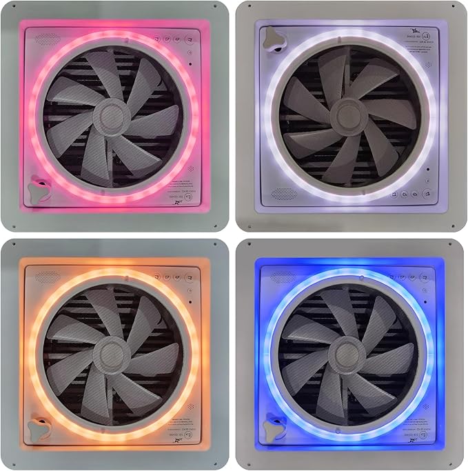2012 14" RV Roof Vent Fan with LED Light, Air Max Reversible Exhaust Vent - Image 4