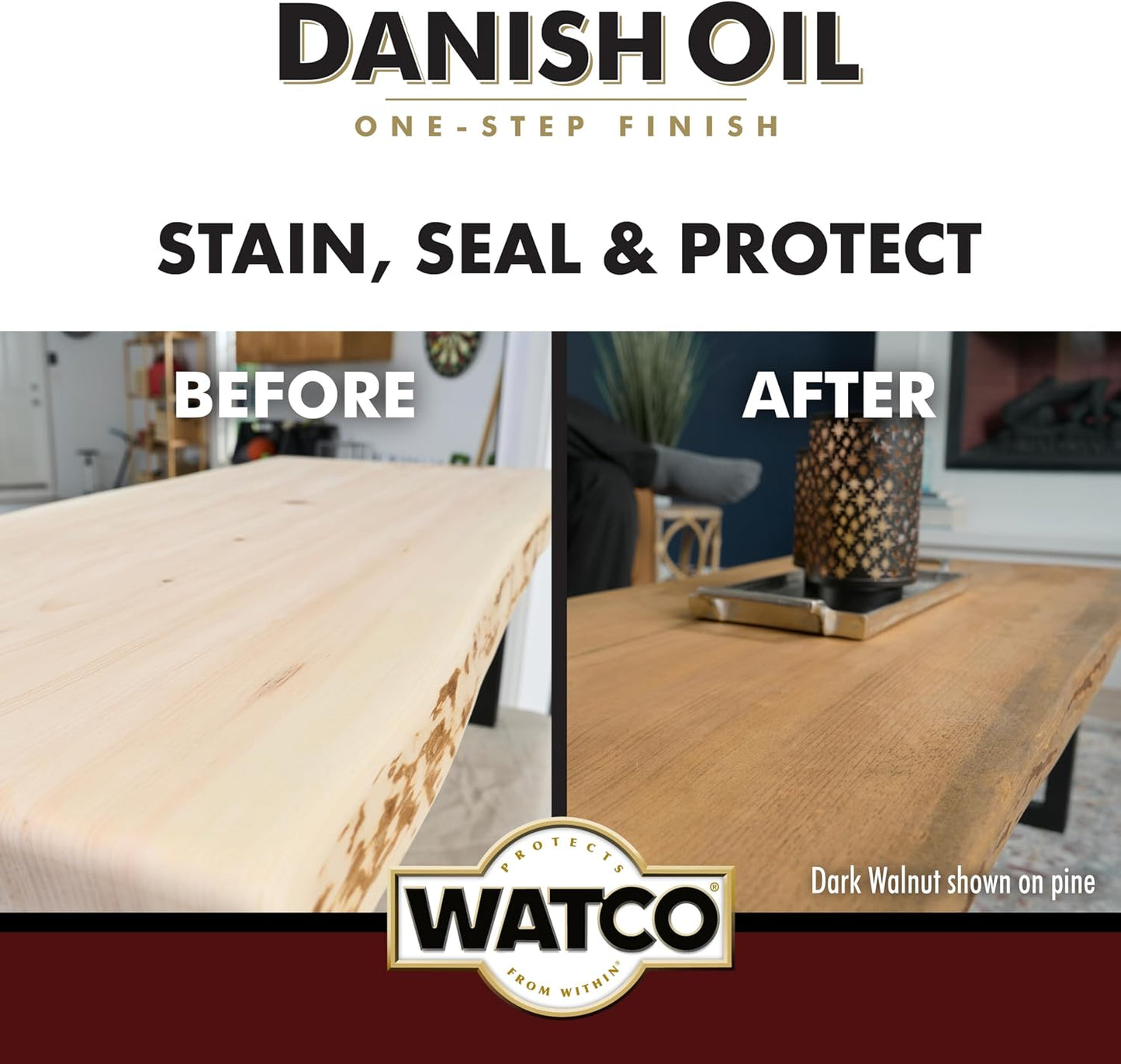 Watco 242220 Danish Oil Wood Finish, Quart, Dark Walnut