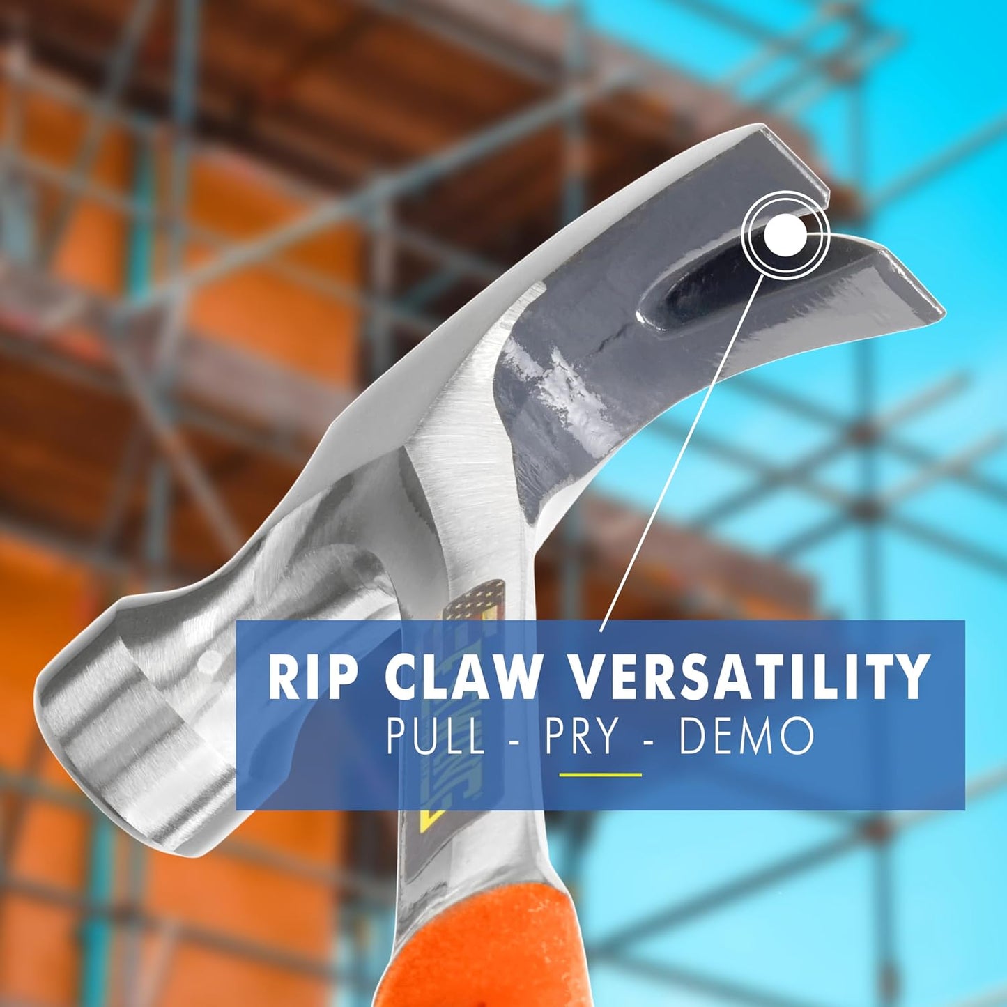 ESTWING 20 oz Curved Claw Hammer, Forged Steel Hammer, Shock Reduction Grip | Made in USA, Curved Claw Leverage, Smooth Face For Precision Striking, Forged In One Piece, Patented Shock Reduction Grip