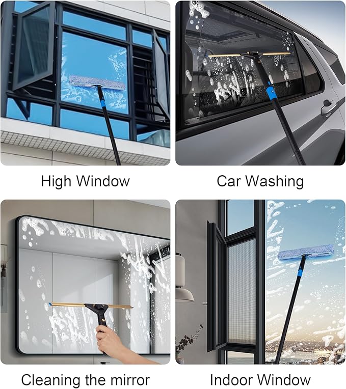 Swivel Squeegee Kit with 4 Extension Poles, Glass Scraper, Bendable Duster - Image 7