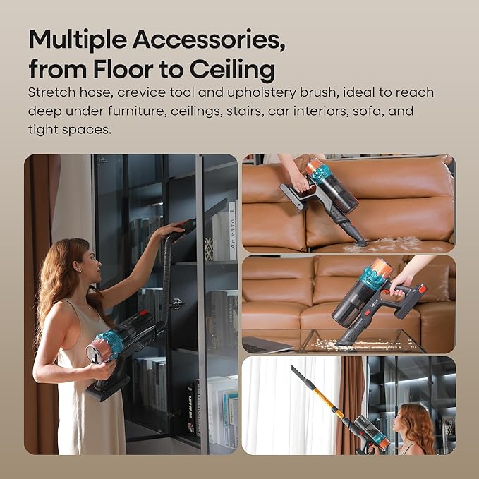 ElecKeys Cordless Vacuum Cleaner, 600W 50KPA 70Mins Self-Standing Vacuum - Image 7