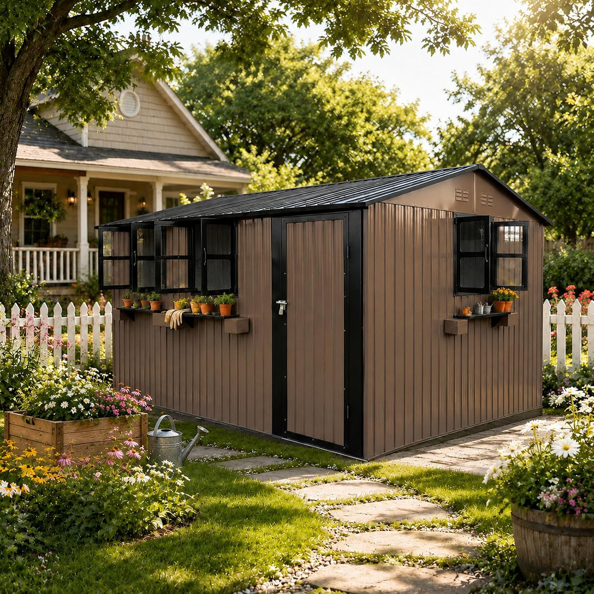 12x10 ft outdoor storage shed with 3 clear, main product view