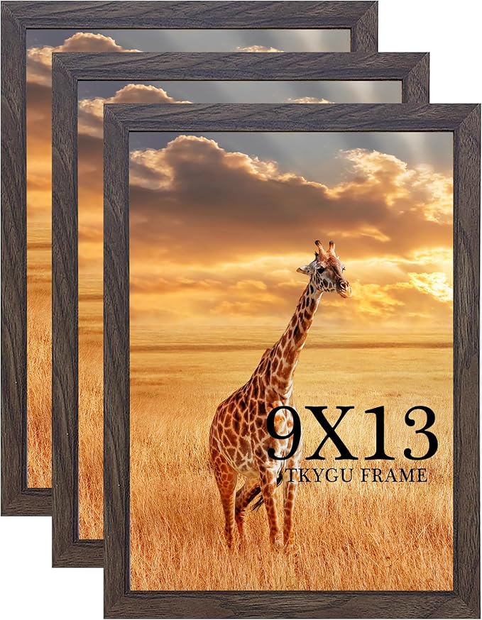 TKYGU 9 x 13 Picture Frame Set of 3, 13 x 9 walnut Wooden Frame Wall Gallery by TKYGU