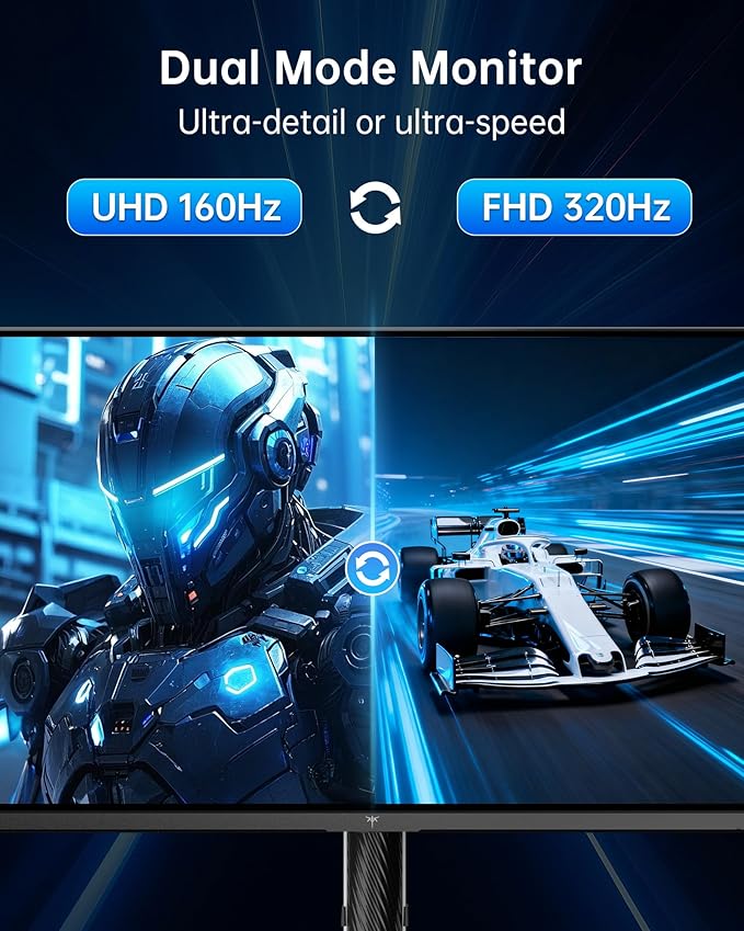 KTC 27 Inch Gaming Monitor 4K, Dual Mode UHD 160Hz & FHD 320Hz, PD 90W Type-C - Image 2