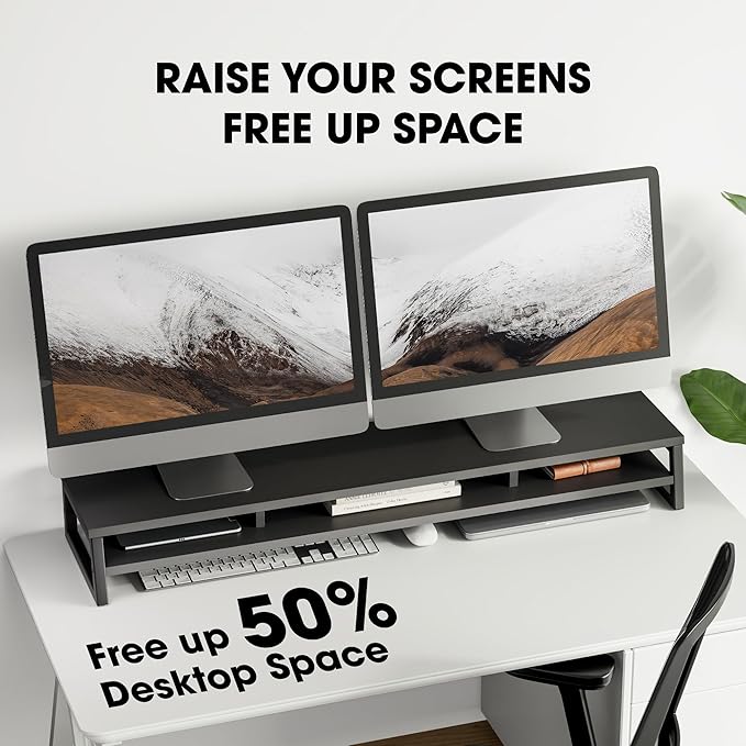 Fenge Dual Monitor Stand for Desk, 42.5in Large Monitor Riser for 2 Monitors - Image 4