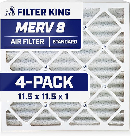 Filter King 11.5x11.5x1 Air Filter | 4-PACK | MERV 8 HVAC Pleated A/C Furnace by FilterKing