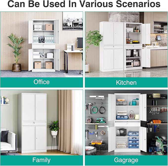 SISESOL White Metal Storage Cabinet - Image 4
