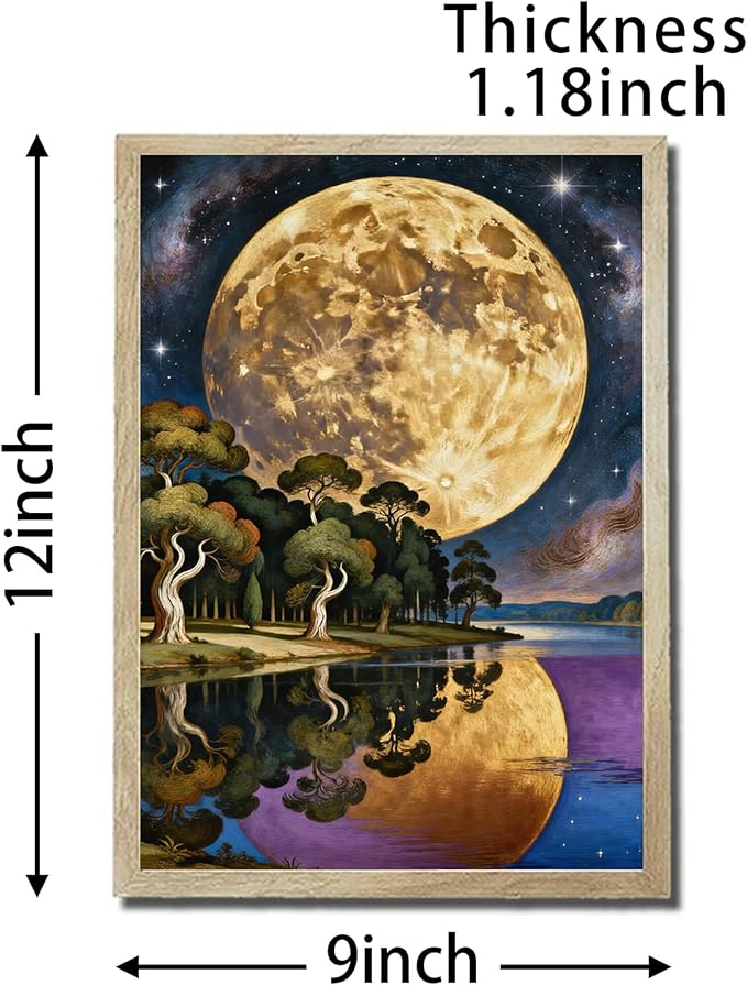 URVIP LED Glowing Photo Frame, 3D Starry-Sky Blue Moon Wall Art, 9x12 Inches - Image 2