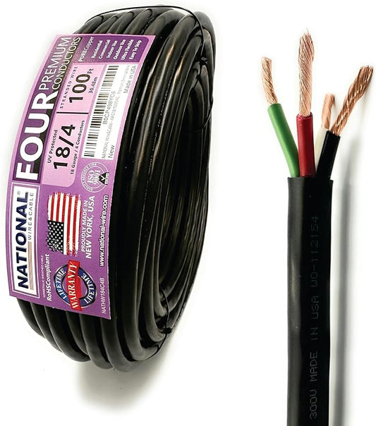 NATIONAL Wire & Cable – 18 AWG 4-Conductor Premium Copper Wire, 100 ft by NATIONALWireCable