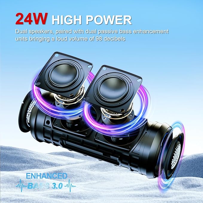YOLOEMOT Portable Speaker Bluetooth, Powerful Deep Bass, Wireless Stereo Pairing - Image 2