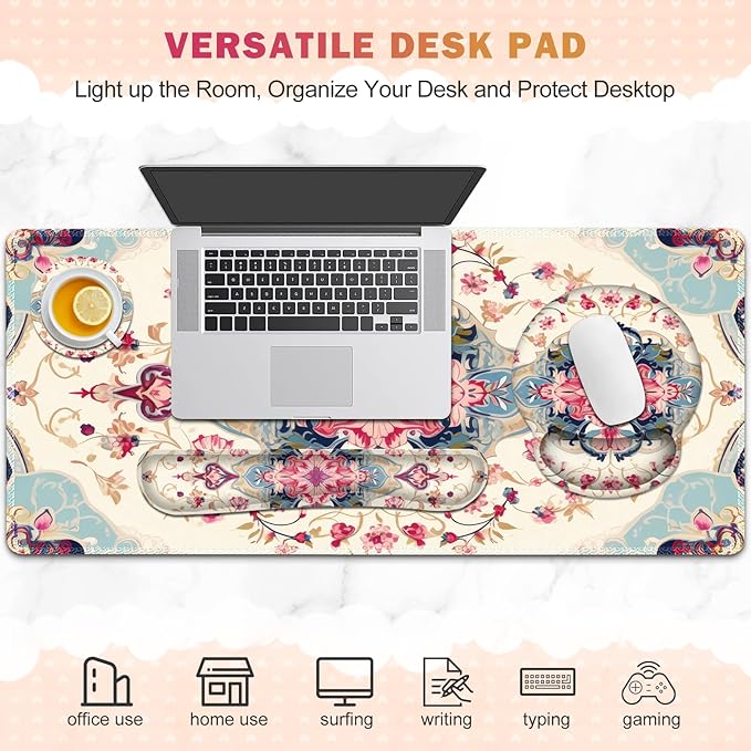 Gaming Mouse Pad, Large Desk Mat, Cute Desk Pad Protector, 4in1 XXL Mousepad + - Image 6