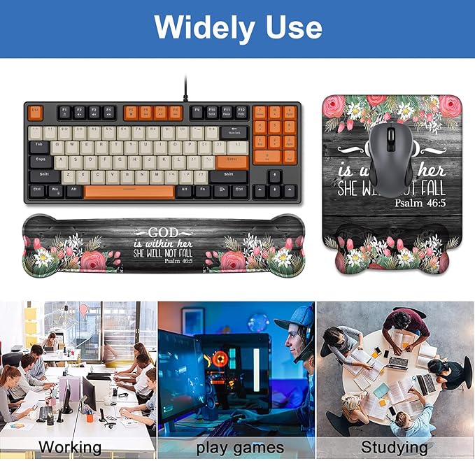 Wrist Rest Support Ergonomic Gel Mouse Pad & Memory Foam Keyboard Set, Non-Slip - Image 8