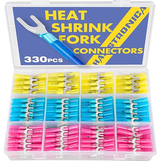 haisstronica 200PCS Heat Shrink Fork Spade Connectors #10 Waterproof Marine by HAISSTRONICA