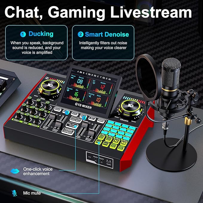 Podcast Microphone Bundle with Live Sound Card Audio Mixer, Podcast Equipment - Image 5