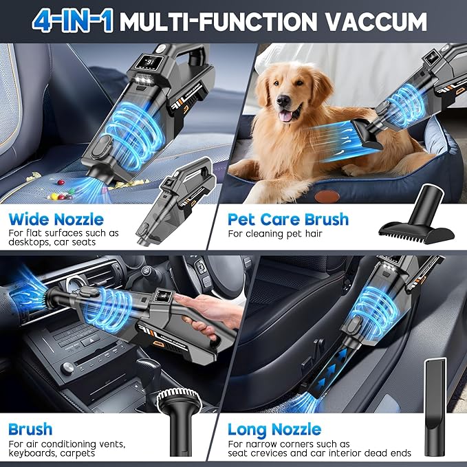 Gxzsk Handheld Vacuum Cordless, 16KPA Powerful Suction Hand Held Vacuum Cleaner - Image 4