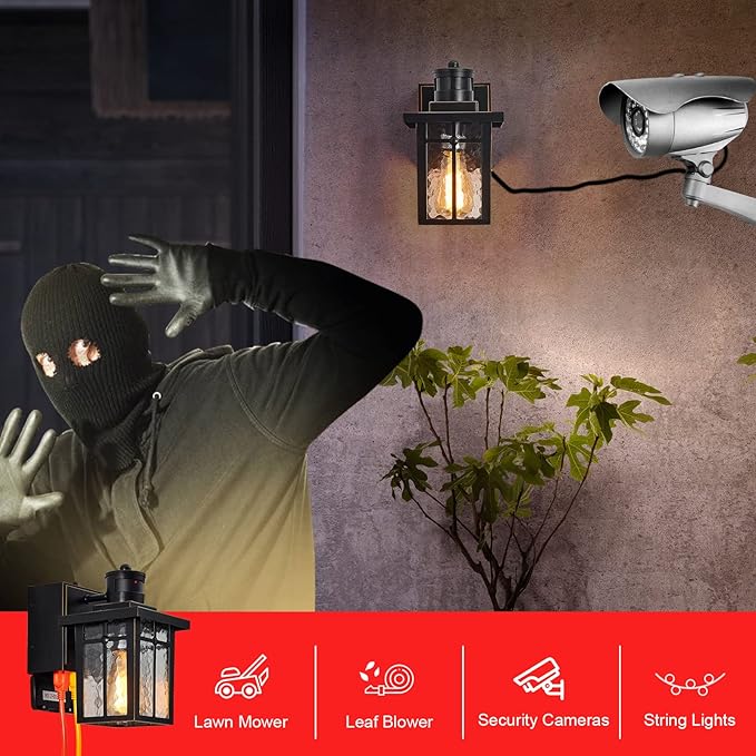2 pack Porch Lights with GFCI Outlet, Dusk to Dawn Motion Sensor Outdoor Lights - Image 9