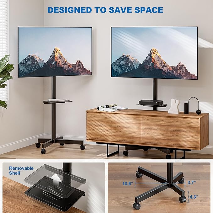 HOLMAXD Mobile TV Stand for 23-65 Inch LCD LED Flat/Curved Panel Screen TVs - Image 4