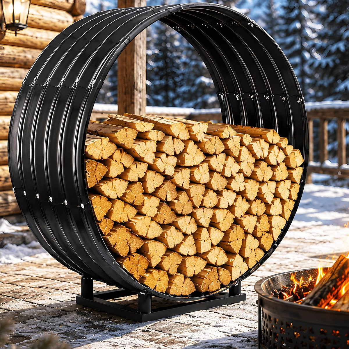 24" firewood rack with roof cover, indoor &, main product view