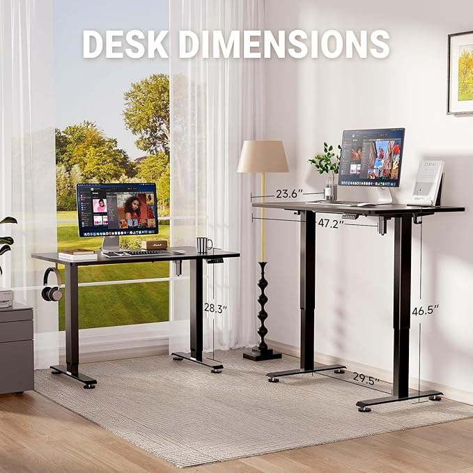 Veken 47.2" Standing Desk, Adjustable Height Office Desk - Image 3