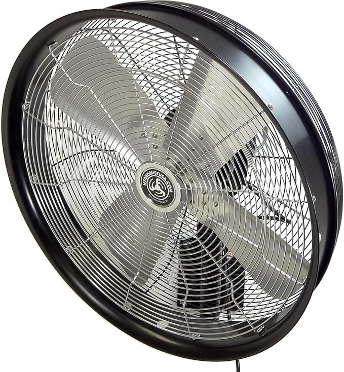 HydroMist Oscillating Wall Mounted Outdoor-Rated Fan, 3-Speed Control on Cord by HydroMist